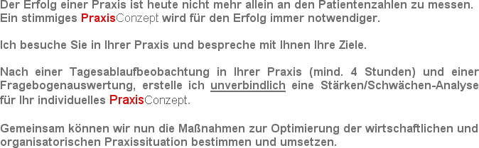 



Der Erfolg einer Praxis ist heute nicht mehr allein an den Patientenzahlen zu messen. 
Ein st...